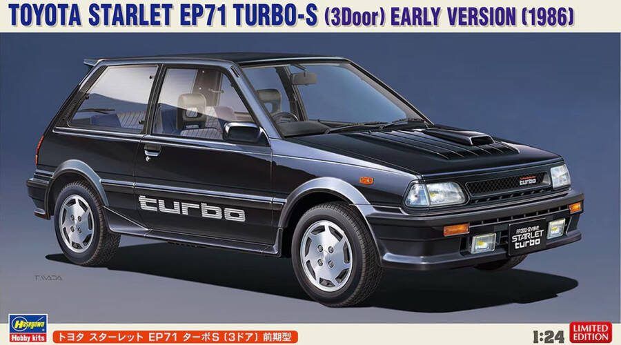 Hasegawa 1:24 20687 Toyota Starlet EP71 Turbo-S 3 Deurs Vroege Versie 1986 Plastic Modelbouwpakket