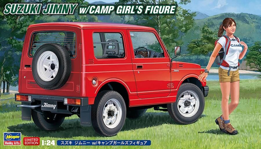 Hasegawa 1:24 52301 Suzuki Jimny w Camp Girl's Figure Plastic Modelbouwpakket