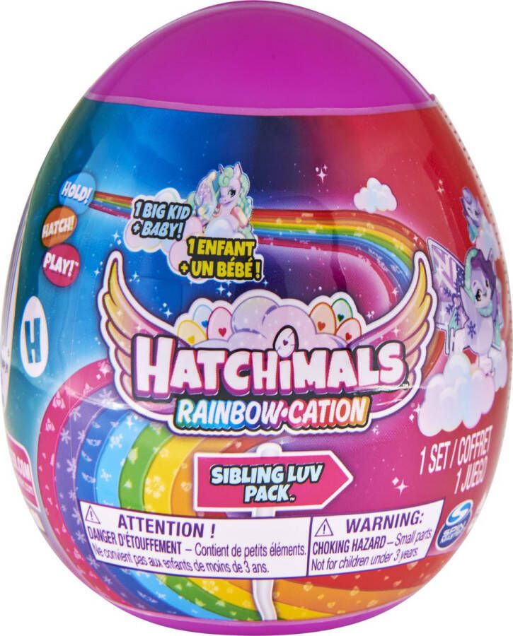 Hatchimals CollEGGtibles Rainbow-cation Sibling Luv Pakket met 1 groot kind 1 baby en een stoffen dekentje stijl kan verschillen