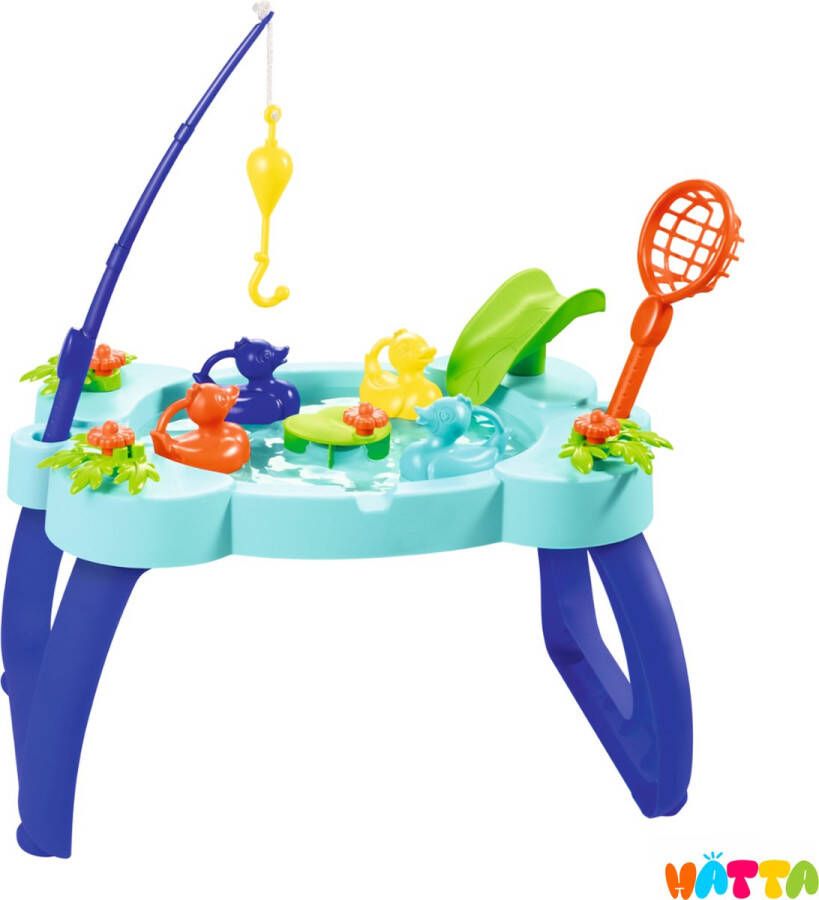 HATTA & Toys Watertafel Zandtafel Speeltafel Water speelgoed Buitenspeelgoed Inclusief accessoires Stimuleert hand-oog-coördinatie Eenvoudig te monteren Urenlang speelplezier gegarandeerd