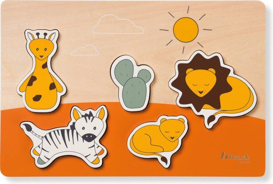Hauck inlegpuzzel voor kinderen Puzzle N Fit houten inlegpuzzel vanaf 1 jaar (FSC -gecertificeerd) Safari