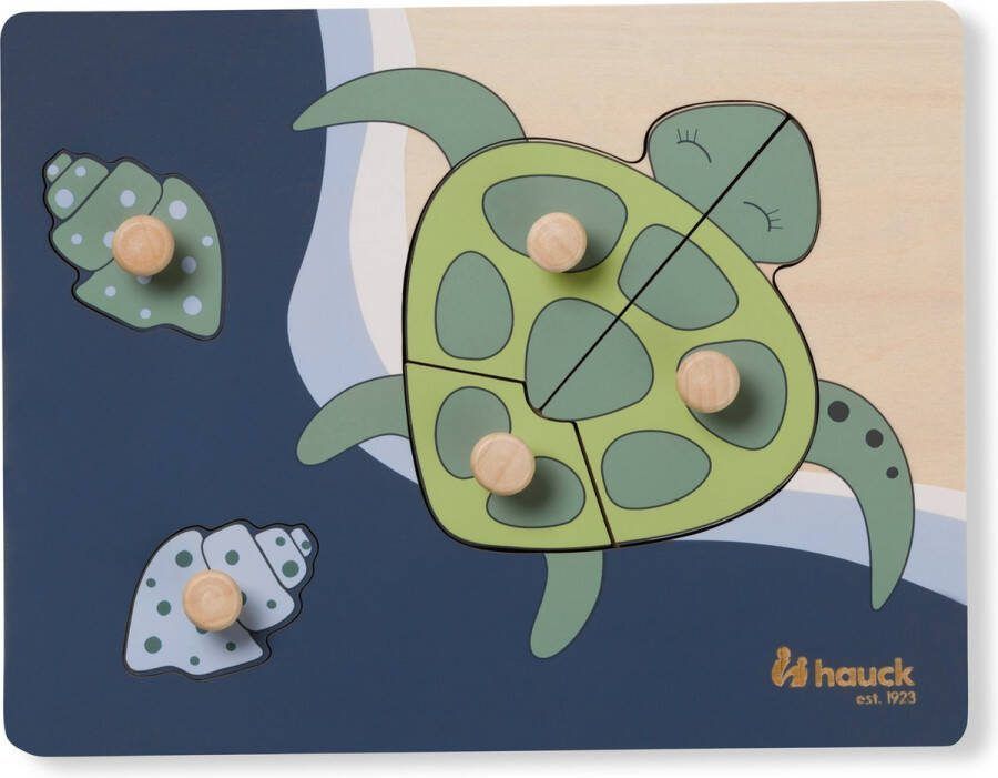 Hauck inlegpuzzel voor kinderen Puzzle N Sort houten inlegpuzzel vanaf 1 jaar (FSC -gecertificeerd) houten puzzel met dierenvormen en houten knopjes stimuleert fijne motoriek (Turtle)