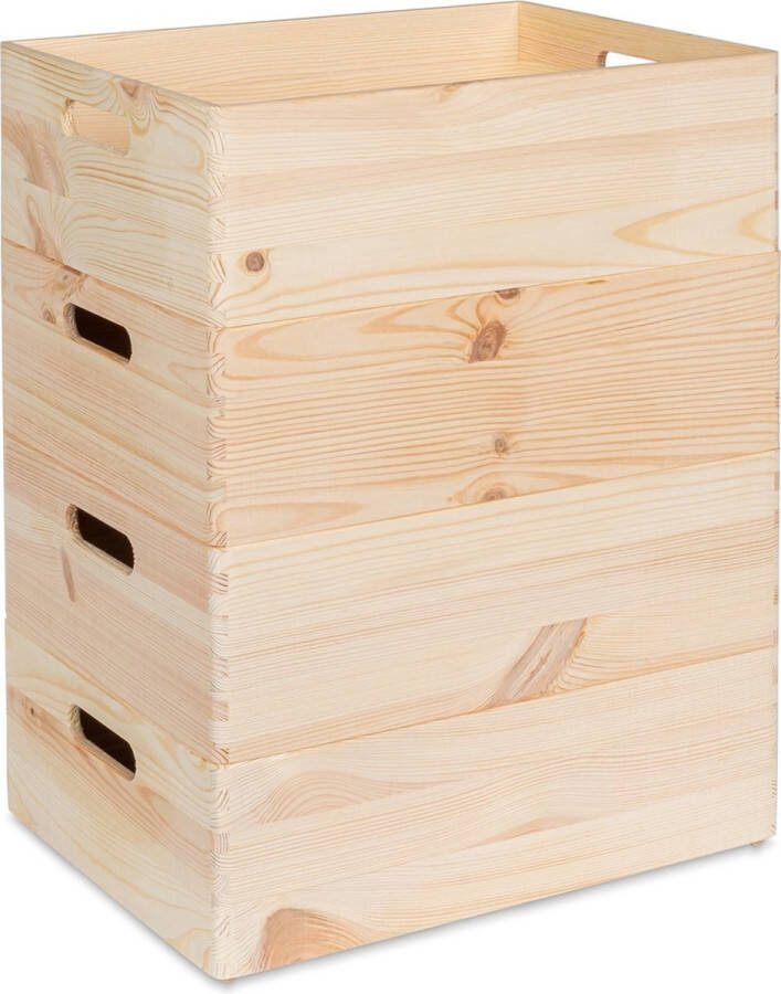 Haudt combinatie 4x KIM Midi stapelkisten 40 x 30 x 13 cm naturel kisten opslag