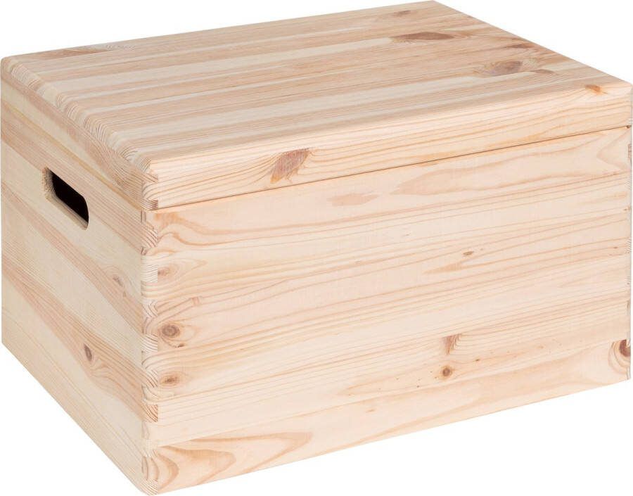 Haudt Houten kist KIM Maxi met klepdeksel handgrepen 39 5 x 29 5 x 23 cm inhoud 27 6L grenen houten kistje opbergkisten