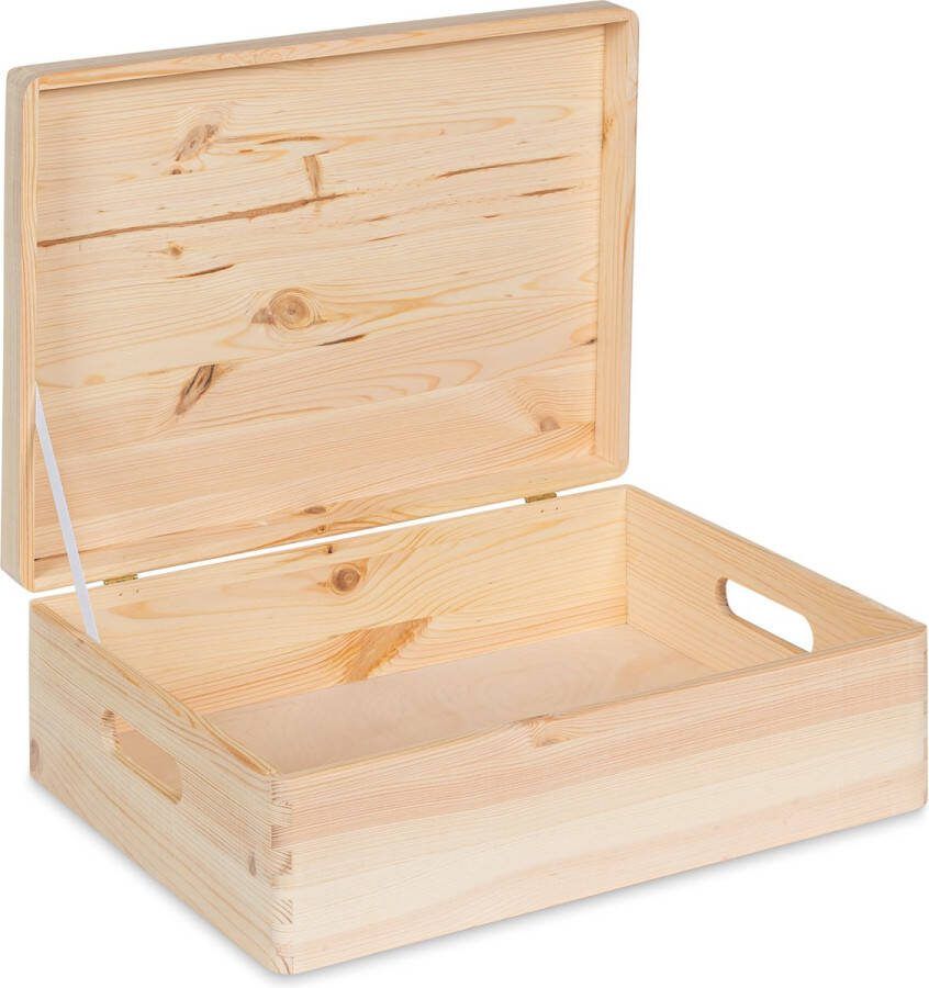Haudt Houten kist met klepdeksel KIM Midi- 39 5 x 29 5 x 13 cm naturel opbergkist opslag