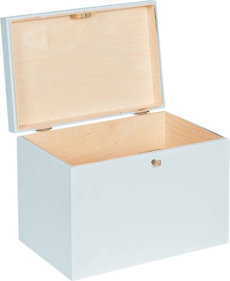 Haudt Houten kist met sleutel BAS 30 x 20 x 23 cm blauw