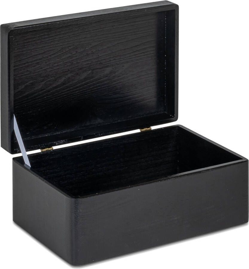 Haudt Houten kist zwart KIM mini mét klepdeksel 30 x 20 x 13 cm zwart- opbergkist hout