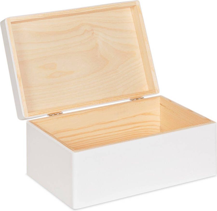 Haudt Houten kistje EVA Mini met klepdeksel wit 29 5 x 19 5 x 13 cm kist opbergkist