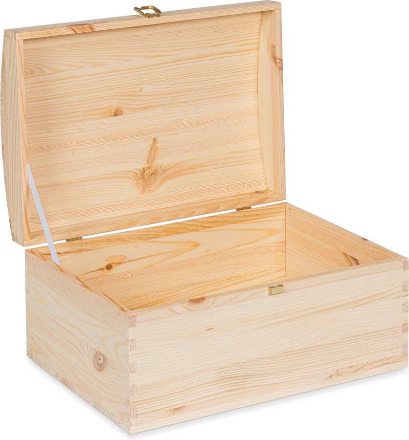 Haudt Houten schatkist BEN naturel 35 x 25 x 18 5 cm bewaarkist opbergkist