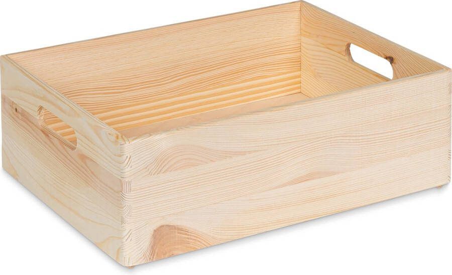 Haudt Houten stapelkist KIM Midi 39 5 x 29 5 x 13 cm naturel kist opbergkist opslag