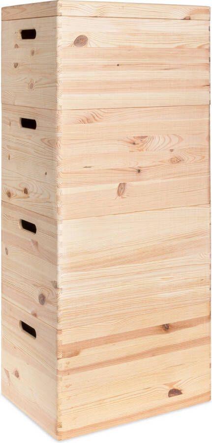 Haudt Houten stapelkist set 4 houten kisten opbergkist vurenhout