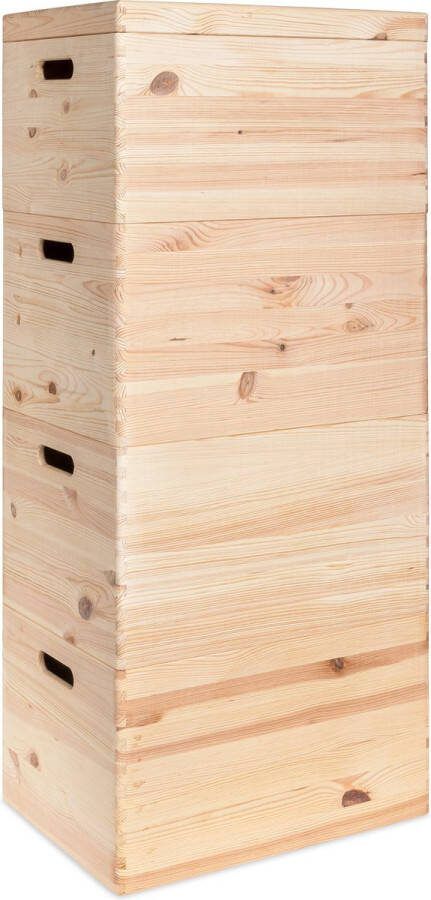 Haudt Houten stapelkist set 4 x KIM Maxi -houten kisten opbergkist vurenhout