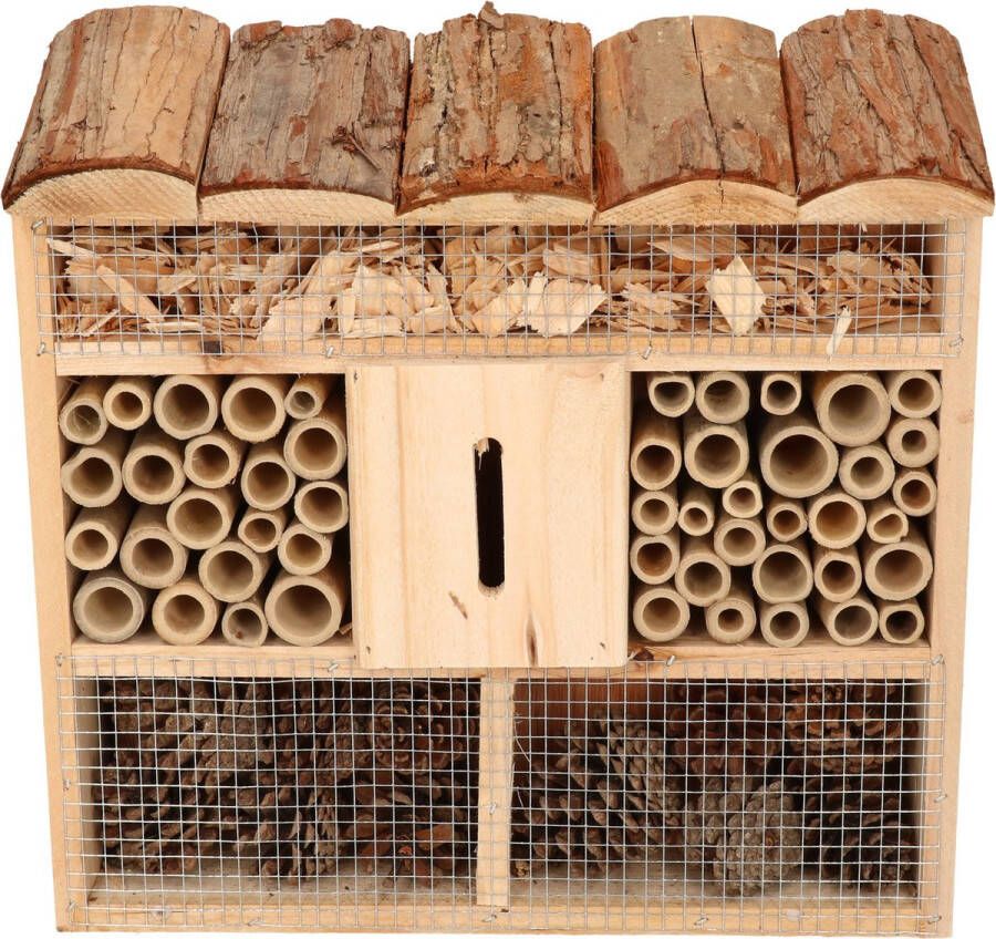 Merkloos Insectenhotel Voor Bijen En Vlinders Hout 30 Cm