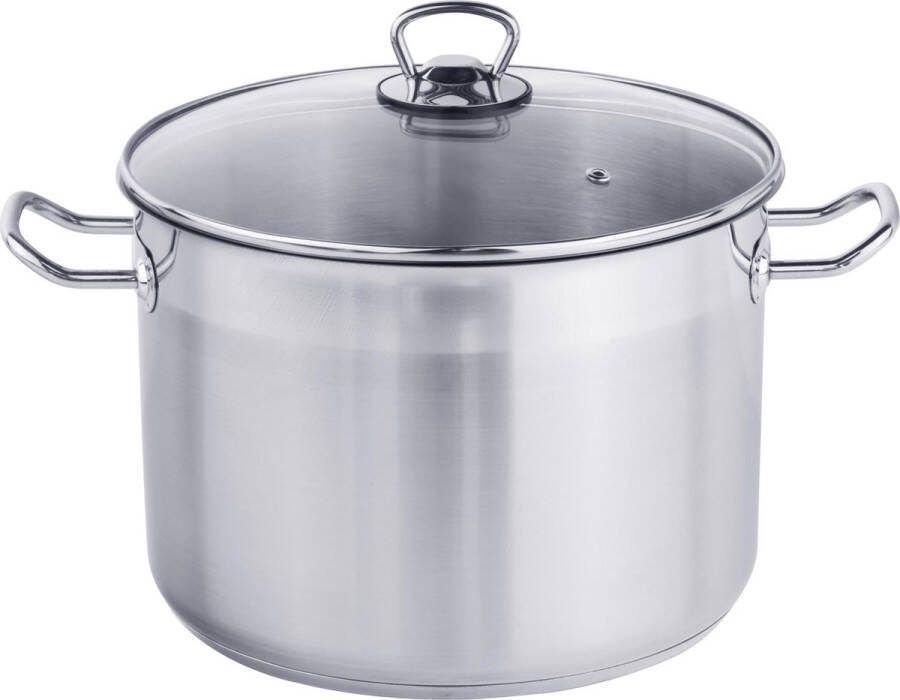 Relaxwonen Haushalt Soeppan met glazen deksel 10 liter- RVS