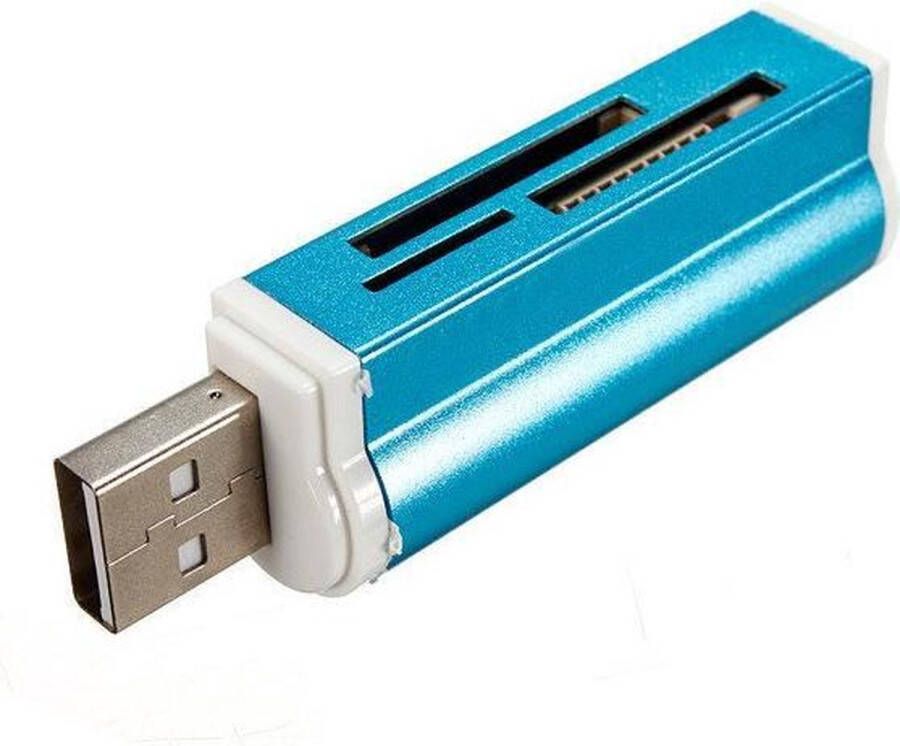 HaverCo Kaartlezer all-in-1 USB 2.0 voor MicroMS M2 SD MMC SDHC DV MS Duo MS Pro Duo Micro SD T-Flash geheugenkaarten Blauw