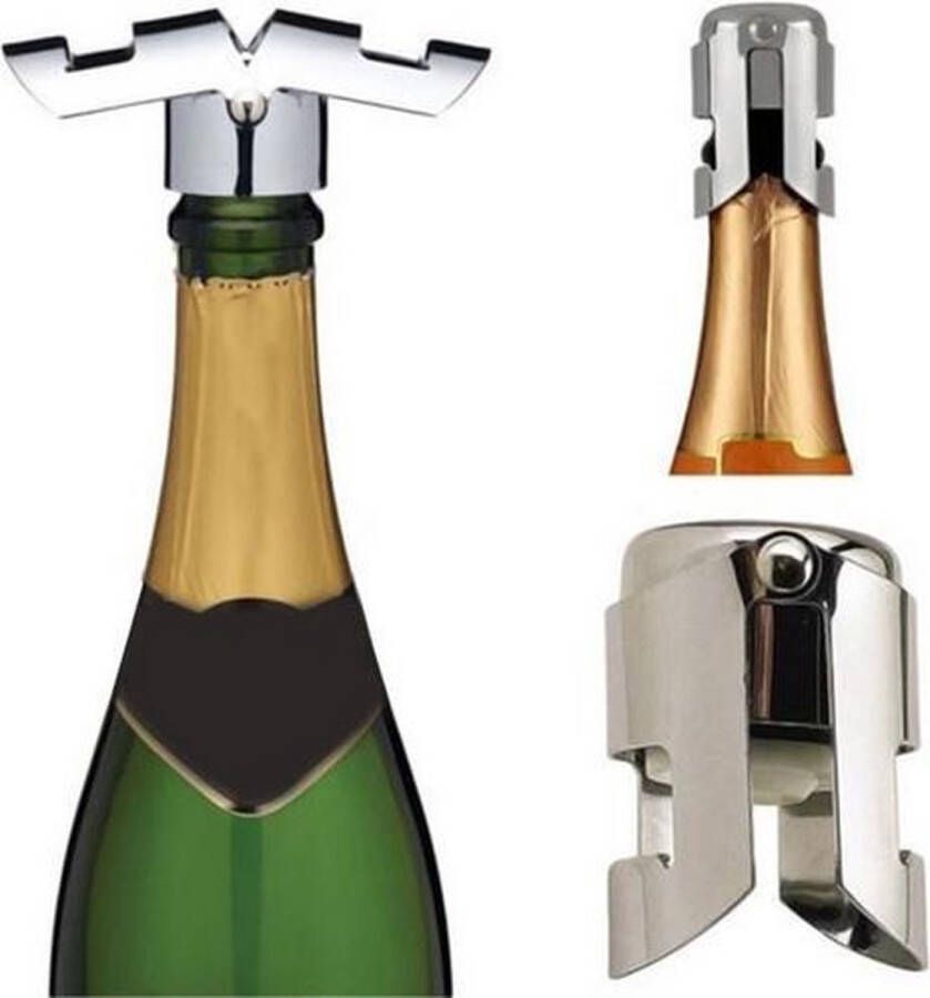 HaverCo Luxe Champagnestopper set Wijn stopper Afdop set Zilver 2 stuks