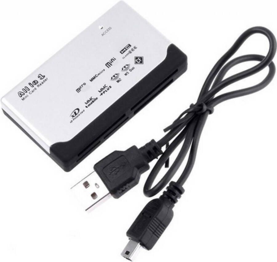 HaverCo SD-card reader Multikaartlezer (geheugenkaart xd mmc ms cf sdhc) inclusief 2.0 USB kabel