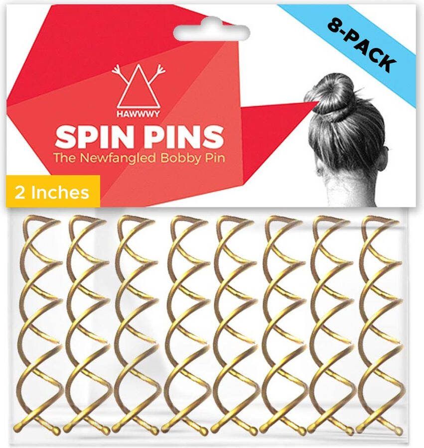 Hawwwy Hawway Spiral Bobby Pins 8 Pack Spin Pins Easy & Fast Bun Maker Twist Haarspelden voor Dames Kinderen Opgestoken Haaraccessoires Messy Bun Tool Perfect Small Bun Bobbypins Bobbie Fashion (Goud 2 inch)