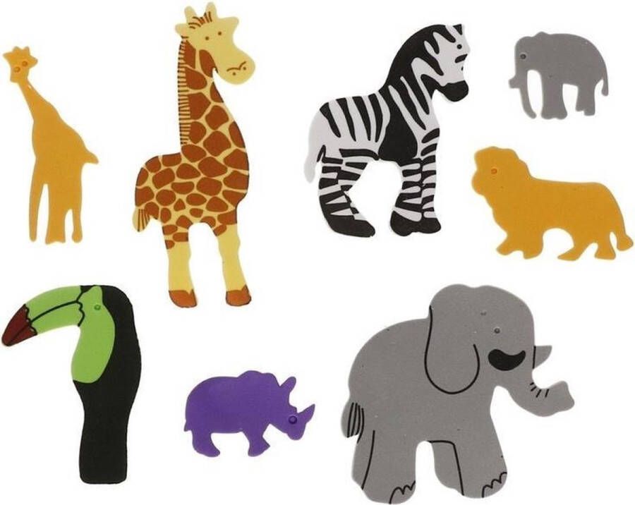 Haza 32x Foam safari dieren knutsel materiaal voor kinderen zelfklevende hobby artikelen 3-7 cm per dier