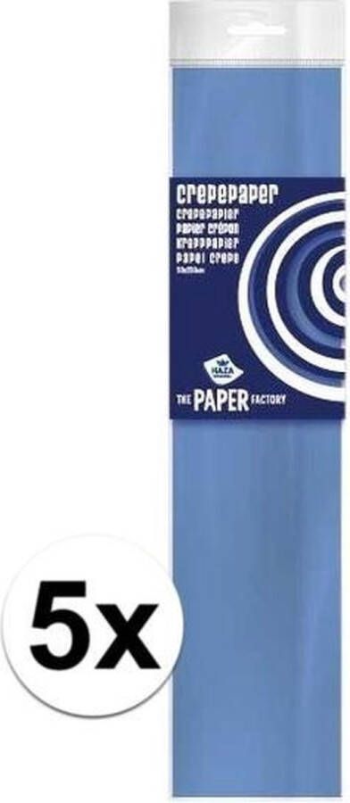 Haza 5x Crepe papier plat babyblauw 250 x 50 cm Knutselen met papier Knutselspullen