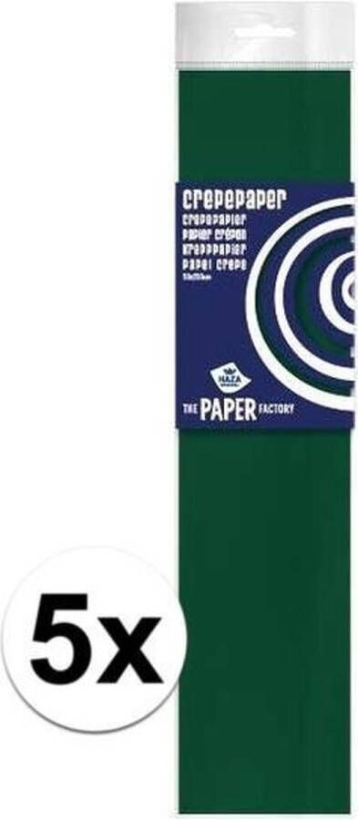 Haza 5x Crepe papier plat donkergroen 250 x 50 cm Knutselen met papier Knutselspullen