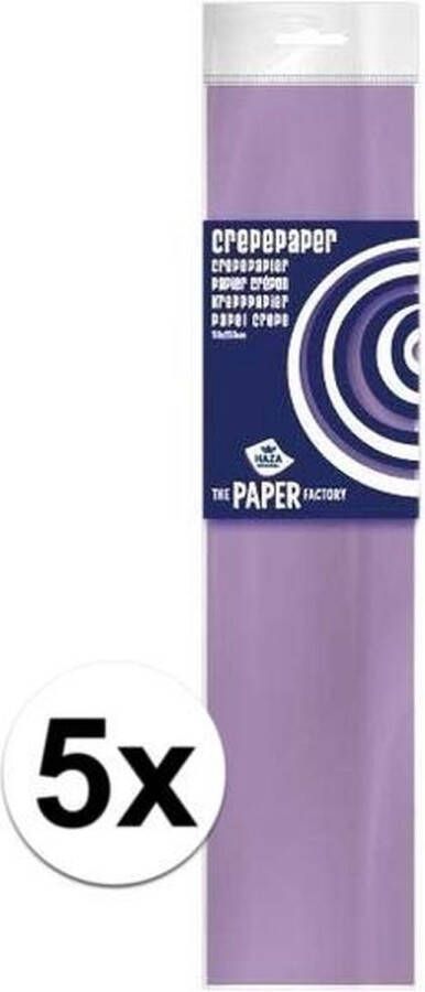 Haza 5x Crepe papier plat lila paars 250 x 50 cm Knutselen met papier Knutselspullen