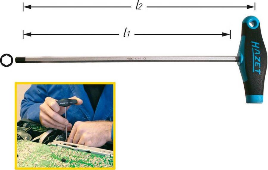 Hazet Werkplaats Inbussleutel Sleutelbreedte: 8 mm Koplengte: 200 mm Afmeting lengte: 234 mm