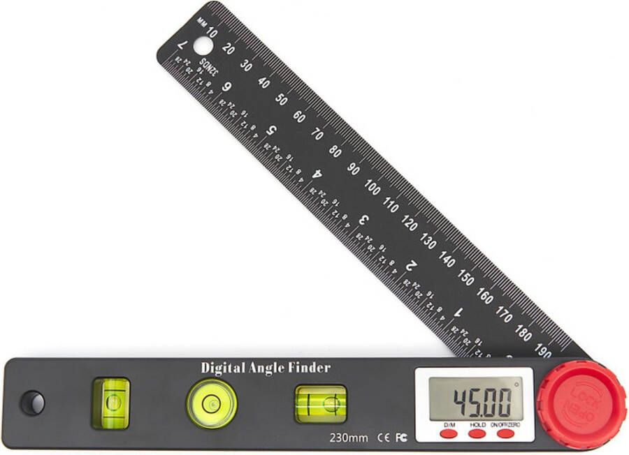 Hbm Digitale Hoekmeter 195 mm 4 in 1 Digitale Blokhaak Zweihaak Hoek Waterpas Angle Finder