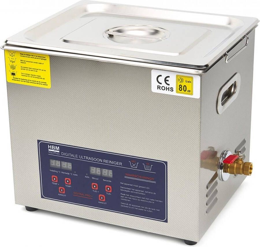 HBM machines 10 Liter Professionele Ultrasoon Reiniger 300 Watt