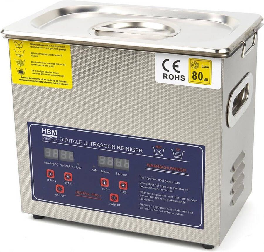 HBM machines 3 2 Liter Professionele Ultrasoon Reiniger 100 Watt