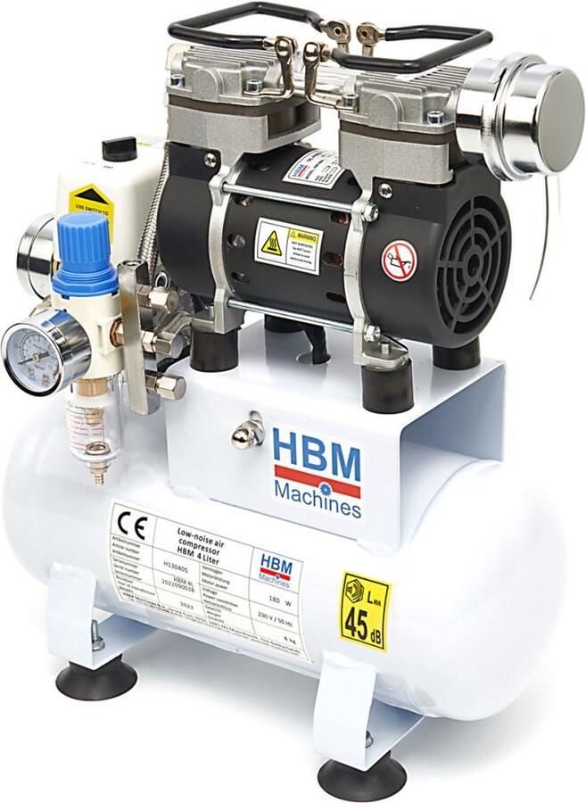 HBM machines low noise airbrush compressor 4 liter model 2