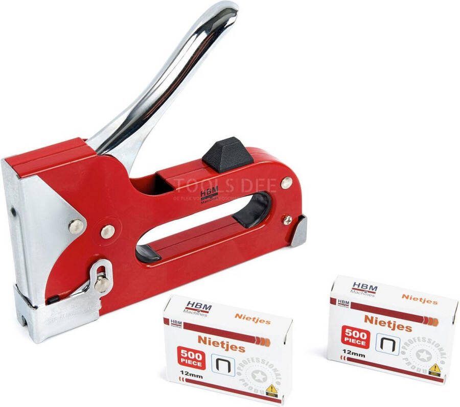 HBM machines HBM Professionele Stalen Handtacker Nietmachine Inclusief 1000 Nietjes