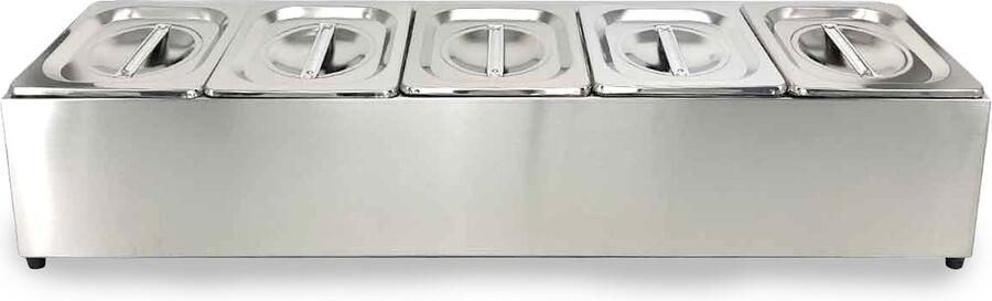 HCB Professionele Horeca Bakhouder 5 x 1 6 GN RVS INOX Incl. gastronorm bakken Gastronormbak 83.5x22.5x20 cm (BxDxH) 4 kg 7429