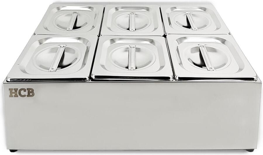 HCB Professionele Horeca Bakhouder 6 x 1 6 GN RVS INOX Incl. gastronorm bakken Gastronormbak 50x40.5x20 cm (BxDxH) 4 kg 8725