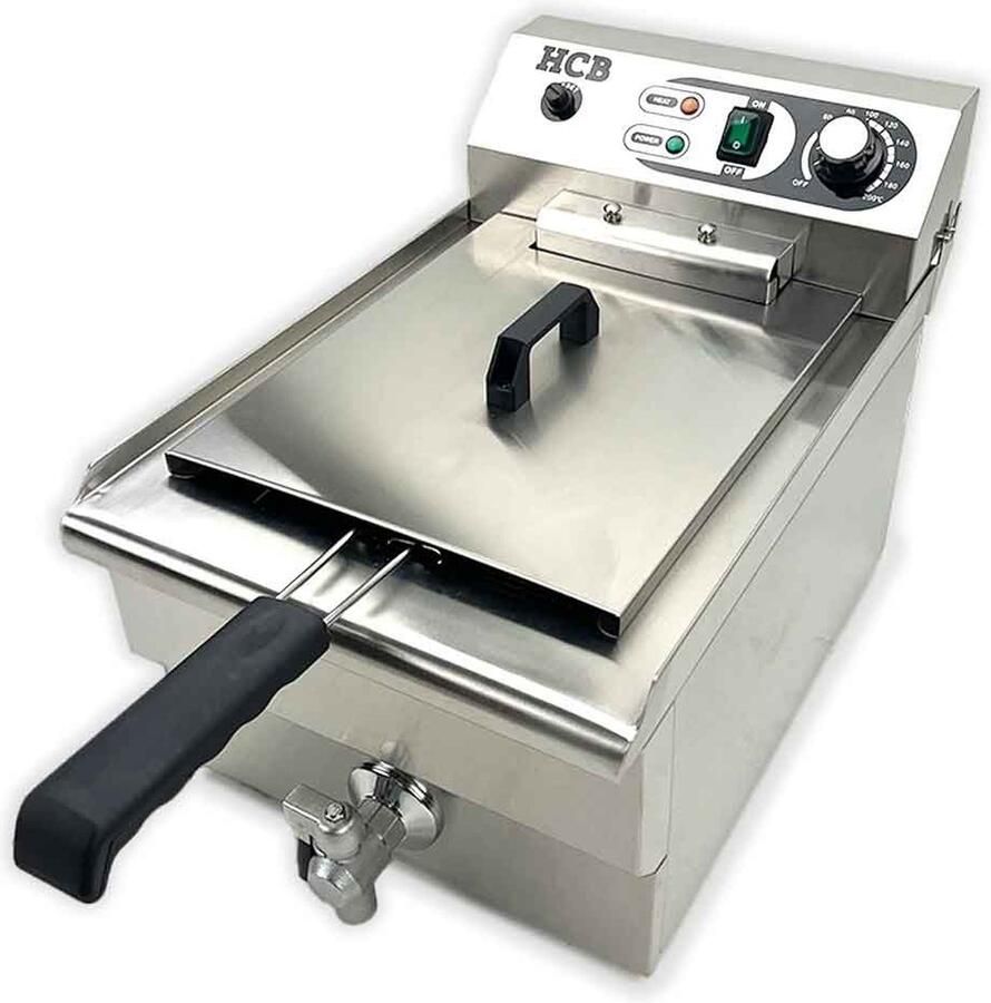 HCB Professionele Horeca frituurpan Friteuse 16 liter 400V RVS INOX frietketel 33.6x53x38 cm (BxDxH) 4.5 kg 2598