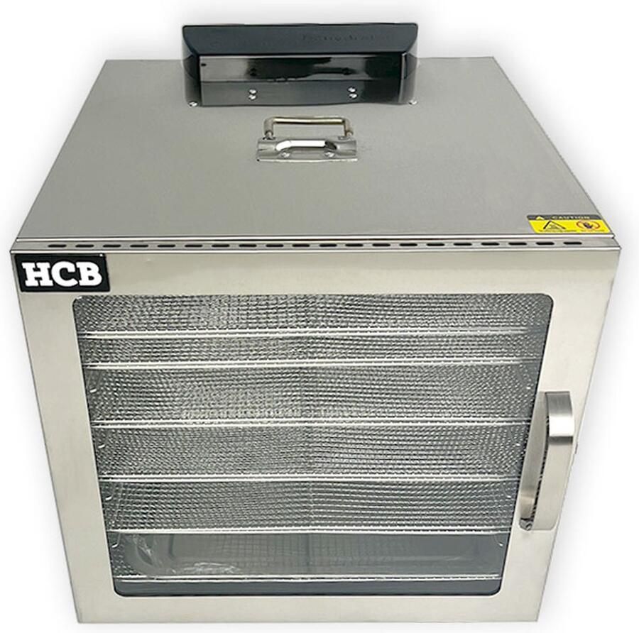 HCB Professionele Horeca Voedseldroger 6 rekken 230V RVS INOX droogoven dehydrator 46.5x40.5x40.5 cm (BxDxH) 10 kg 7719