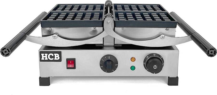HCB Professioneel horeca Wafelijzer met timer kantelbaar 230V Wafelmaker van RVS INOX 50.5x37x20 cm (BxDxH) 10.4 kg 7476
