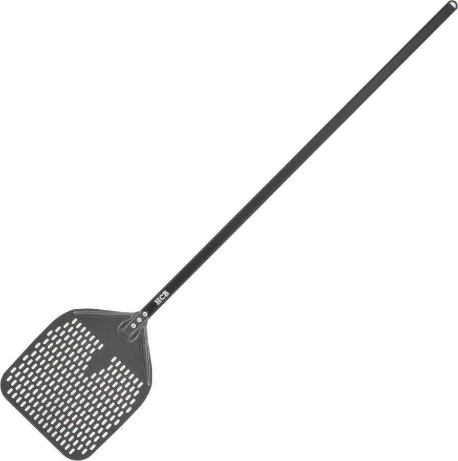 HCB Professionele antikleef Pizzaschep Ø30 cm x 150 cm Pizza schep van geperforeerd geanodiseerd aluminium Lichte Pizzaspatel Draaischep voor pizzaoven en bbq 2262
