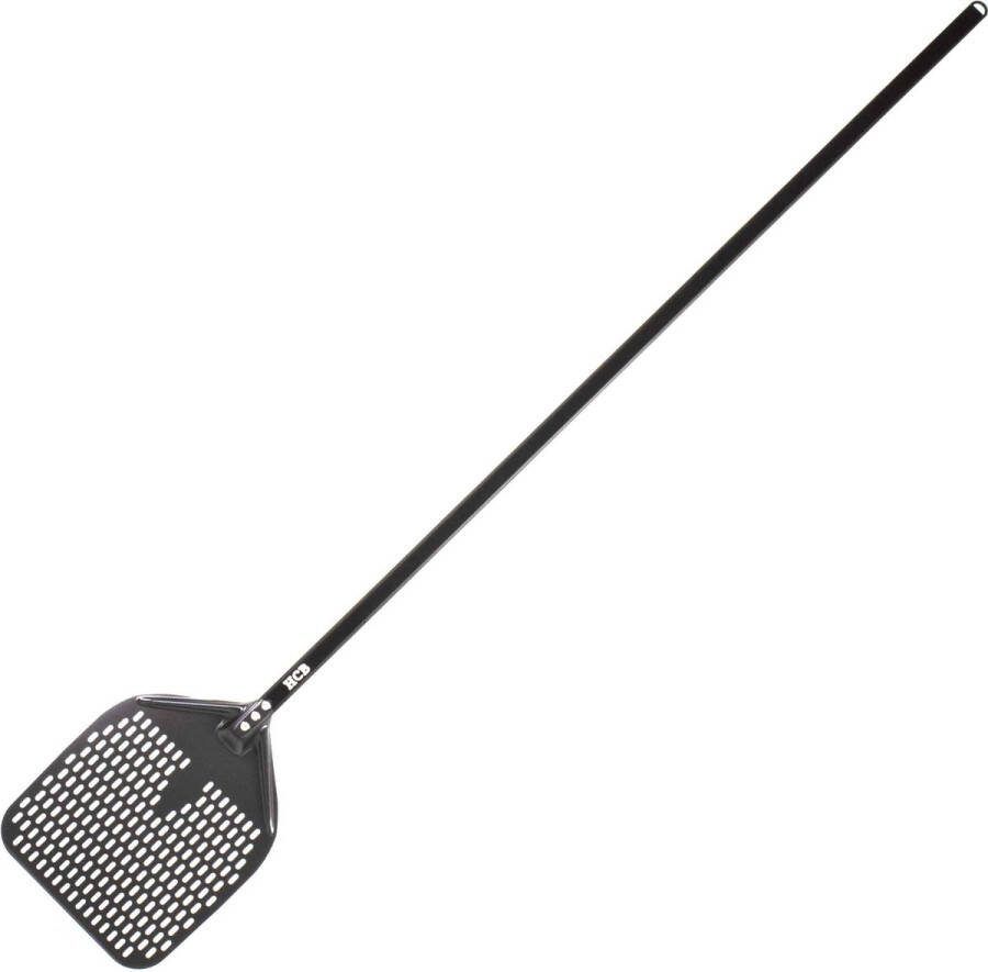 HCB Professionele antikleef Pizzaschep Ø30 cm x 180 cm Pizza schep van geperforeerd geanodiseerd aluminium Lichte Pizzaspatel Draaischep voor pizzaoven en bbq 2266