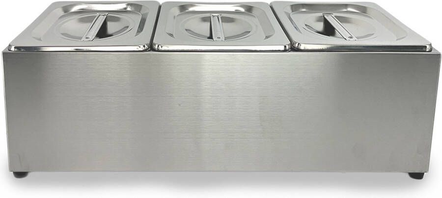 HCB Professionele Horeca Bakhouder 3 x 1 6 GN RVS INOX Incl. gastronorm bakken Gastronormbak 50.5x22.5x20 cm (BxDxH) 4 kg 7424