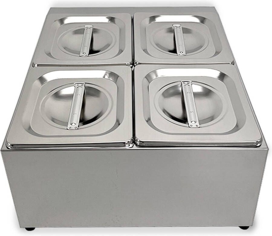 HCB Professionele Horeca Bakhouder 4 x 1 6 GN RVS INOX Incl. gastronorm bakken Gastronormbak 34x40.5x20 cm (BxDxH) 4 kg 7431