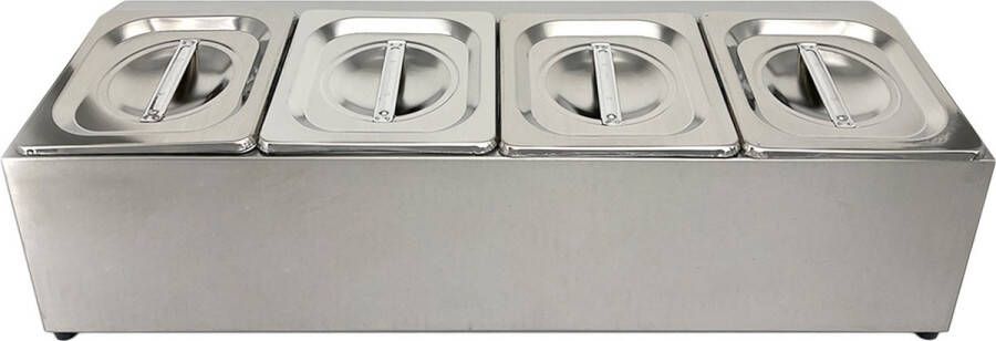 HCB Professionele Horeca Bakhouder 4 x 1 6 GN RVS INOX Incl. gastronorm bakken Gastronormbak 67x22.5x20 cm (BxDxH) 4 kg 7425