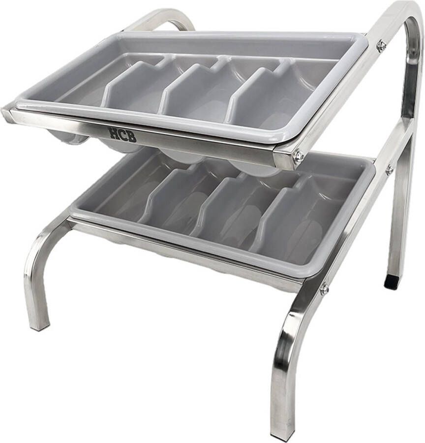 HCB Professionele Horeca Standaard 2 bestekbakken RVS INOX 54x54x56 cm (BxDxH) 2.1 kg 1385