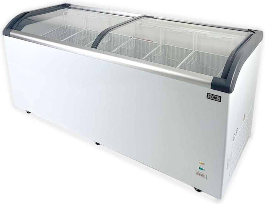 HCB Professionele Horeca vriezer Vrieskist met glazen schuifdeksel 545 liter 230V 181x68x85 cm (BxDxH) 30 kg 1430