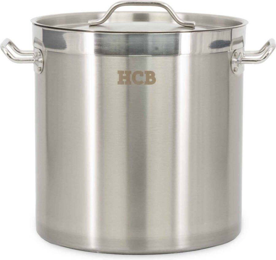 HCB Professionele Kookpan Inductie Gas Electrisch 12 liter Grote RVS INOX pan Soeppan Horeca pannen Kookpot 26x26x26 cm (BxDxH) 10 kg 7292