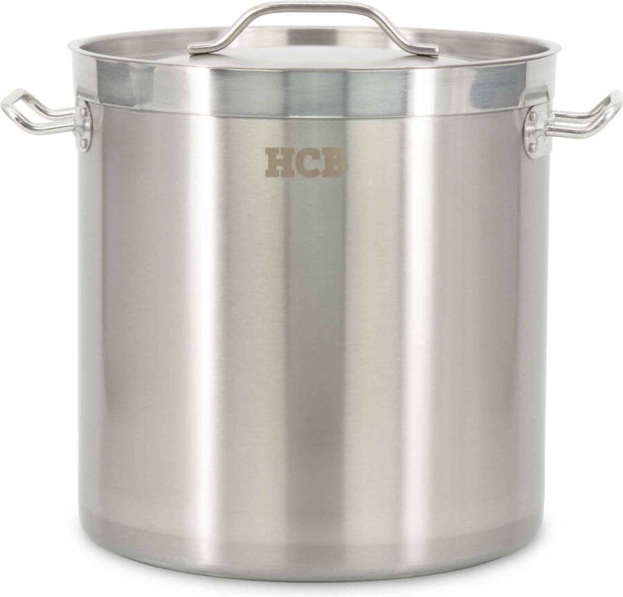 HCB Professionele Kookpan Inductie Gas Electrisch 21 liter Grote RVS INOX pan Soeppan Horeca pannen Kookpot 30.5x30.5x31.5 cm (BxDxH) 10 kg 8676