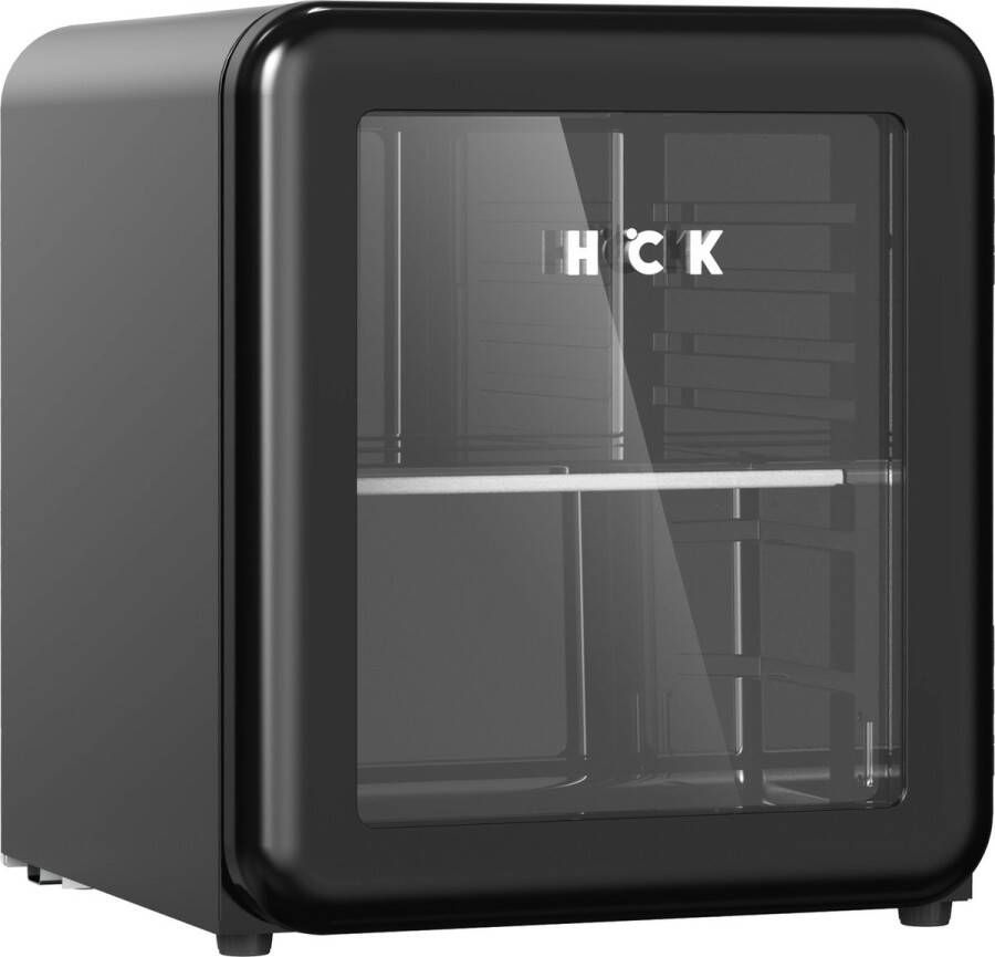 HCK Retro Mini Koelkast met glasdeur SC-46RG Black 48 L