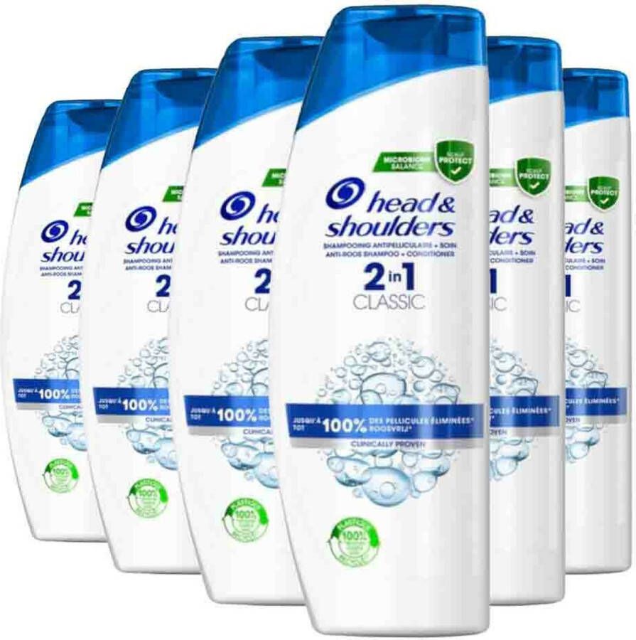 Head & Shoulders Classic 2-in-1 anti-roos shampoo & conditioner 6 x 480 ml voordeelverpakking