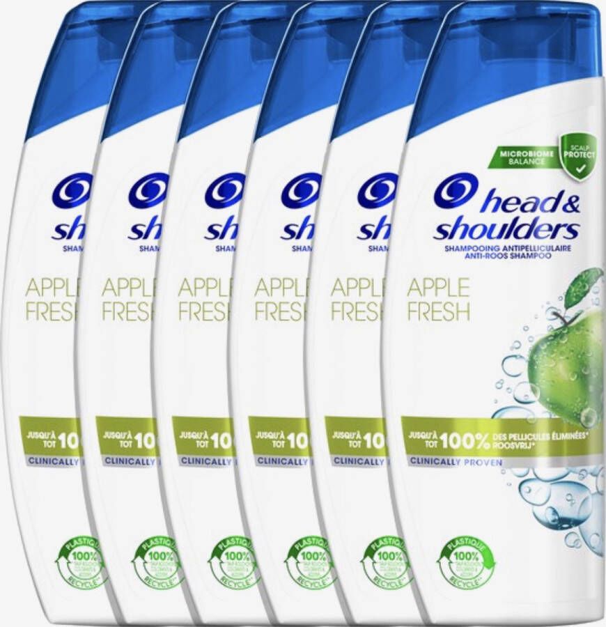 Head & Shoulders Apple Fresh Anti-roos shampoo Tot 100% Roosvrij Voordeelverpakking 6 x 250 ml