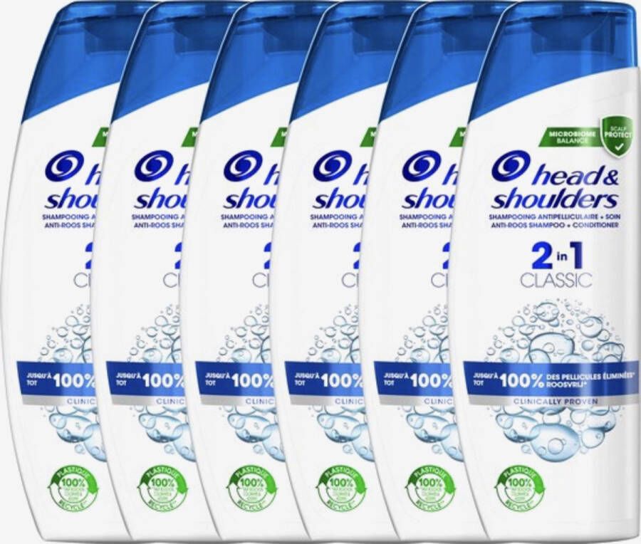 Head & Shoulders Classic 2in1 Anti-roos Shampoo & Conditioner Tot 100% Roosvrij Voordeelverpakking 6 x 270 ml